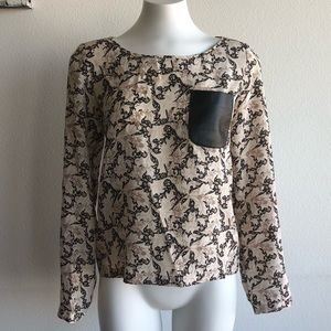 Club Monaco | silk | leather pocket | blouse | XS